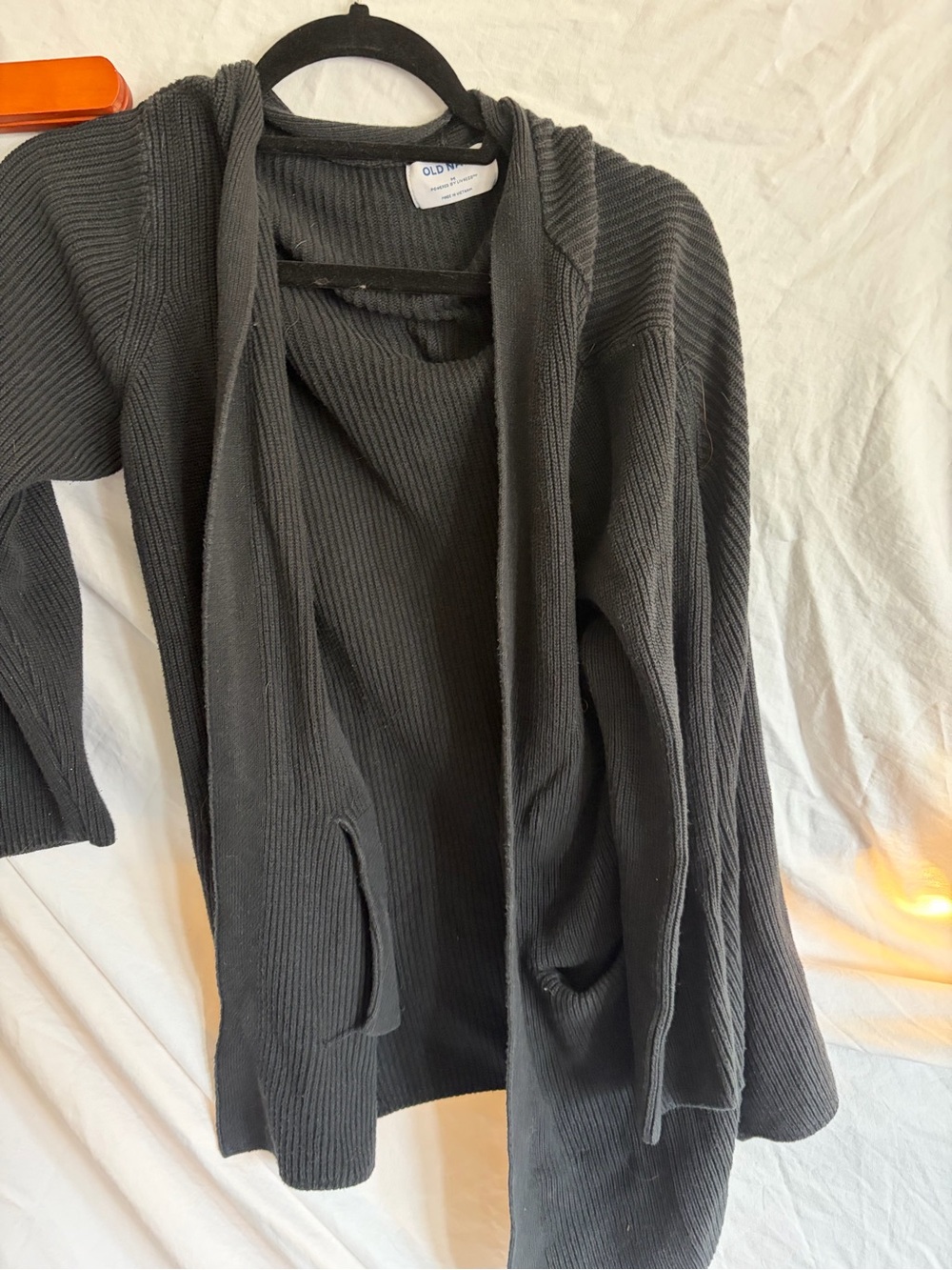 Old Navy Women's Dark Gray Hooded Ribbed Cardigan